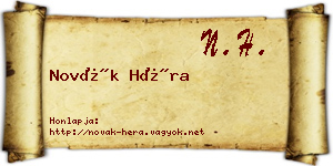 Novák Héra névjegykártya